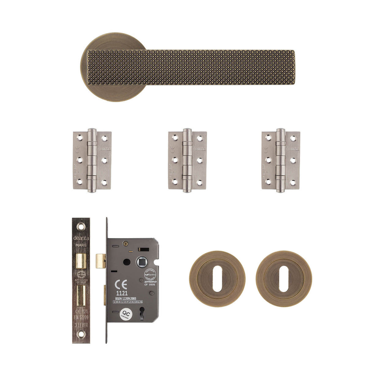 Deanta Olympia Mortice Kit Matt Antique Brass