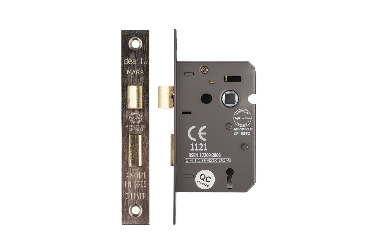 Deanta 3 Lever Mortice Sash Lock Satin Nickel