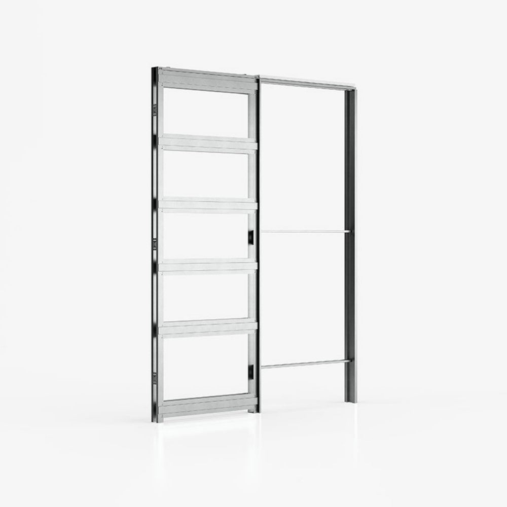 Deanta Single Pocket Door Kit + Handle & Pocket Doorjamb 125mm Oak Frame + Black Finish Hardware