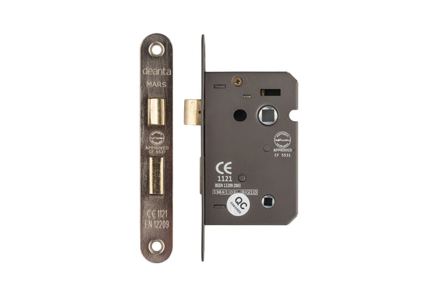 Deanta 3 Lever Bathroom Lock Satin Nickel