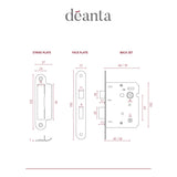 Deanta 3 Lever Bathroom Lock Satin Nickel