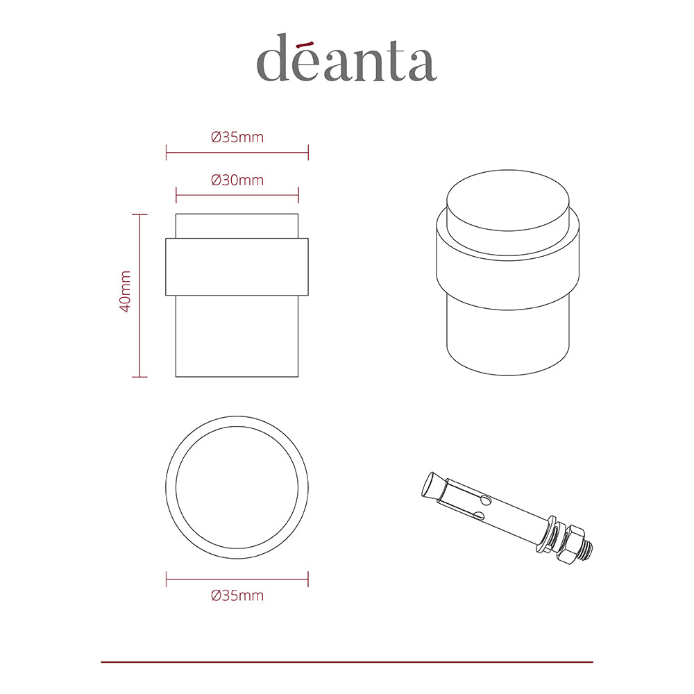 Deanta Collared Door Stop Satin Stainless Steel