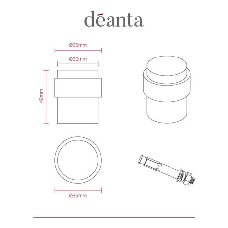 Deanta Collared Door Stop Satin Stainless Steel
