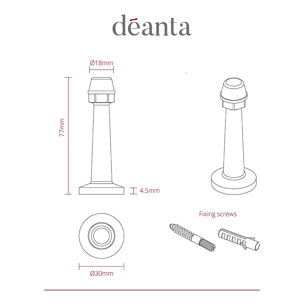 Deanta Cylinder Door Stop Satin Stainless Steel