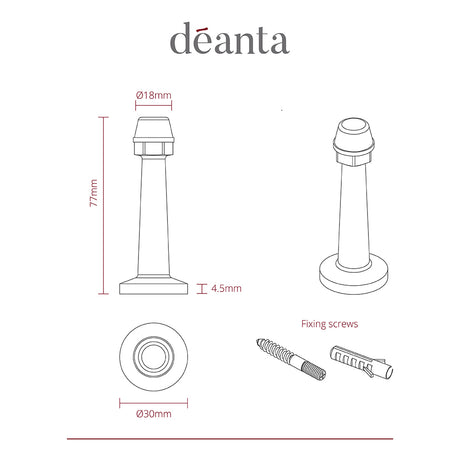 Deanta Cylinder Door Stop Satin Stainless Steel