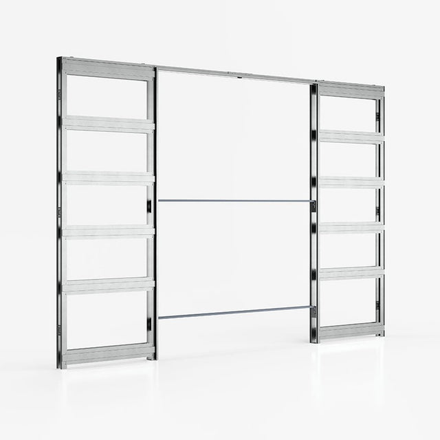 Deanta Double Pocket Door Kit + Handle & Pocket Doorjamb 125mm Oak Frame + Satin Chrome Finish Hardware
