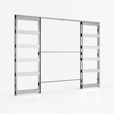 Deanta Double Pocket Door Kit + Handle & Pocket Doorjamb 100mm White Frame + Black Finish Hardware