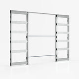 Deanta Double Pocket Door Kit + Handle & Pocket Doorjamb 100mm Oak Frame + Satin Chrome Finish Hardware