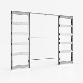Deanta Double Pocket Door Kit + Handle & Pocket Doorjamb 125mm Oak Frame + Black Finish Hardware
