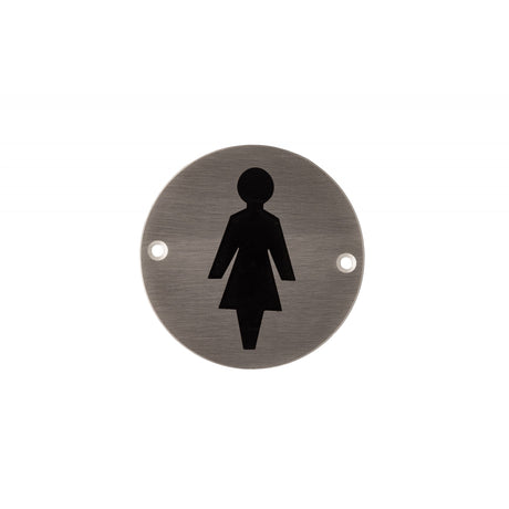 Deanta 3" Round Steel Female Pictogram Sign