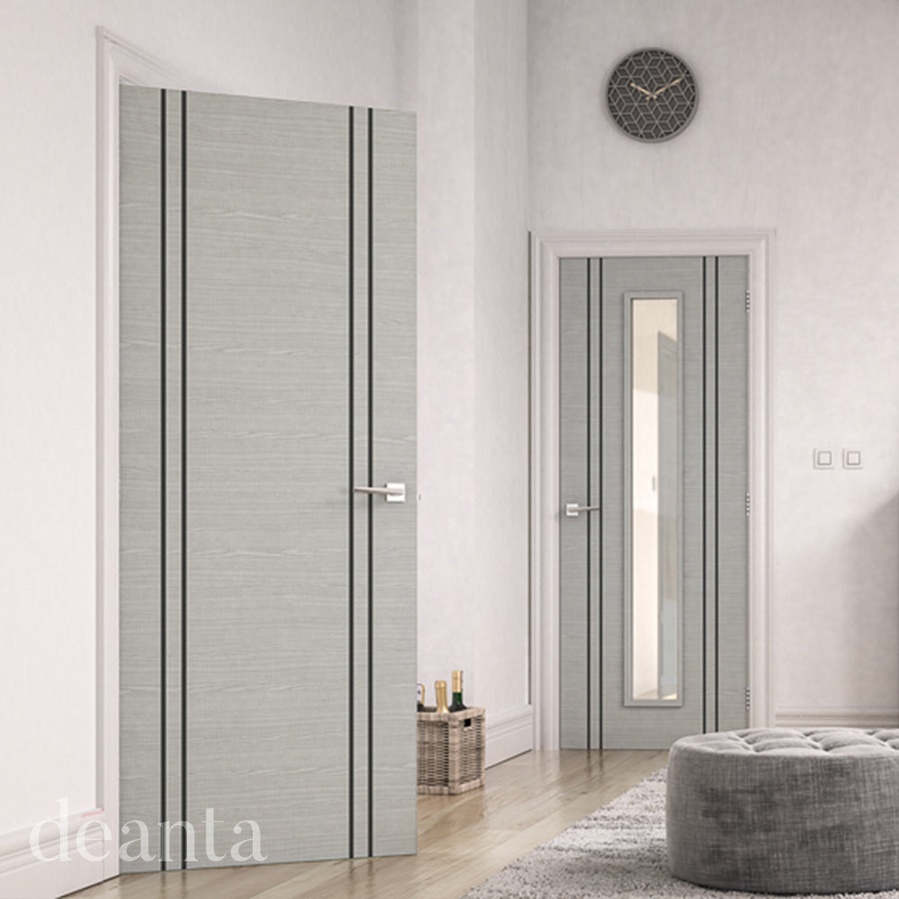 Deanta Flush Light Grey Ash Vertical Inlay FD30 6mm Lipping Certifire CF5740 FSC