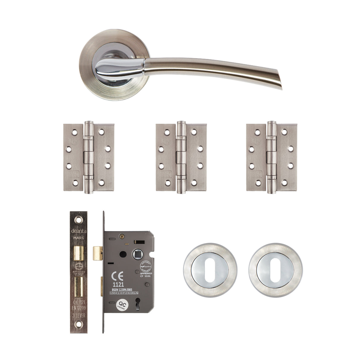 Deanta Hera Mortice Kit Satin Nickel Chrome Finish