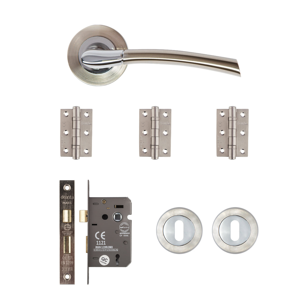 Deanta Hera Mortice Kit Satin Nickel Chrome Finish