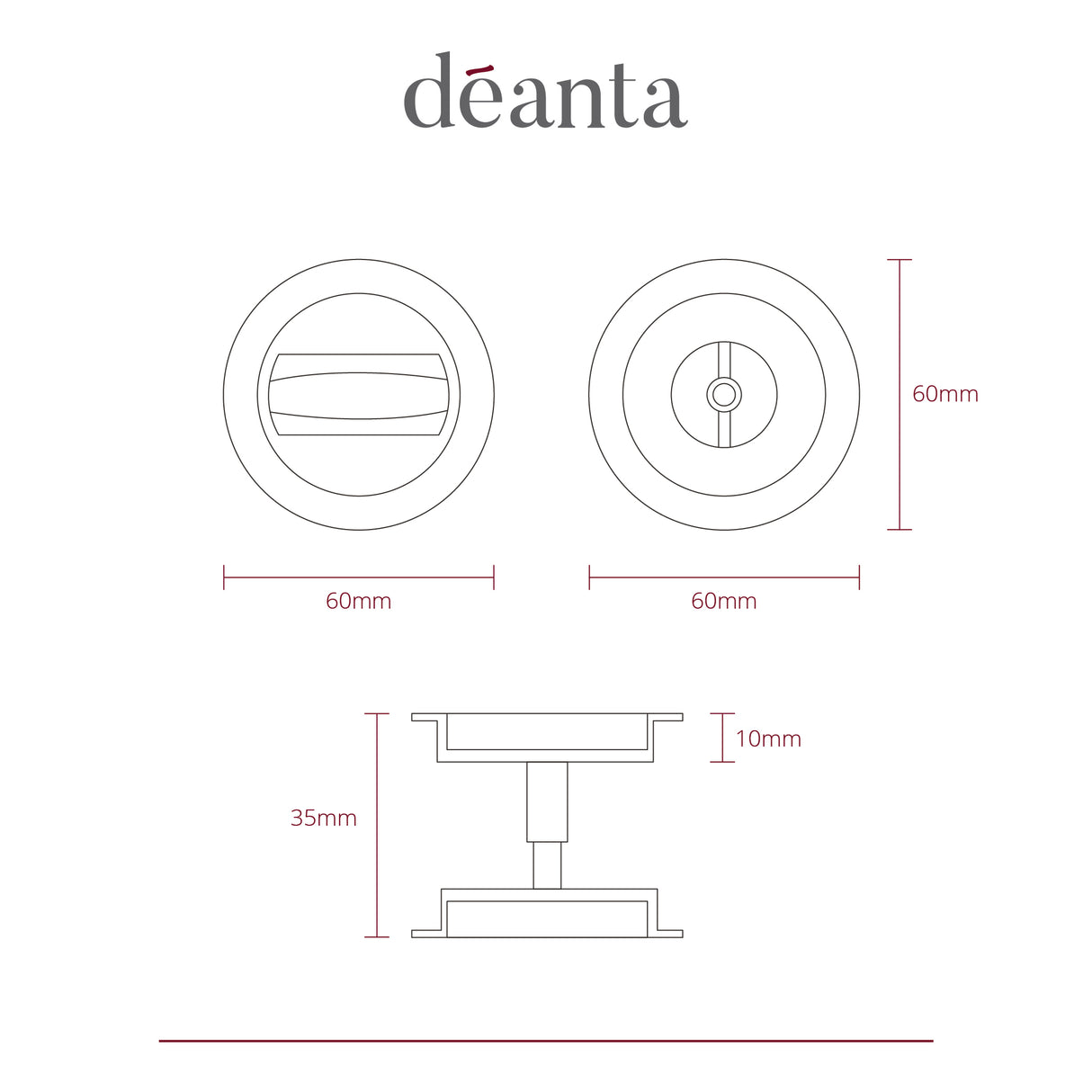 Deanta Pocket Door Round Bathroom Lock