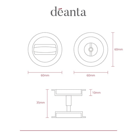 Deanta Pocket Door Round Bathroom Lock