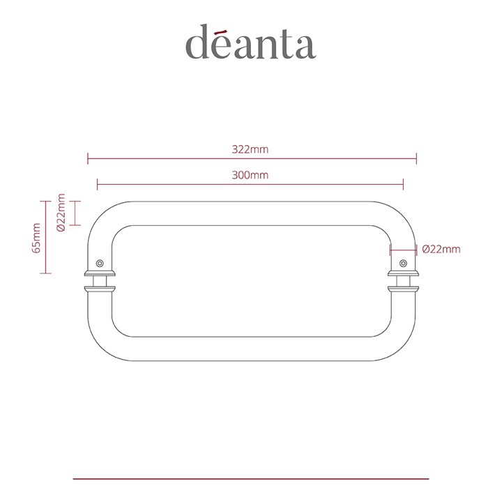Deanta D-Pull Handle Satin Steel 22mmØ