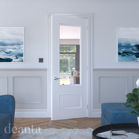 Deanta Sandringham White Primed Glazed FD30 FSC