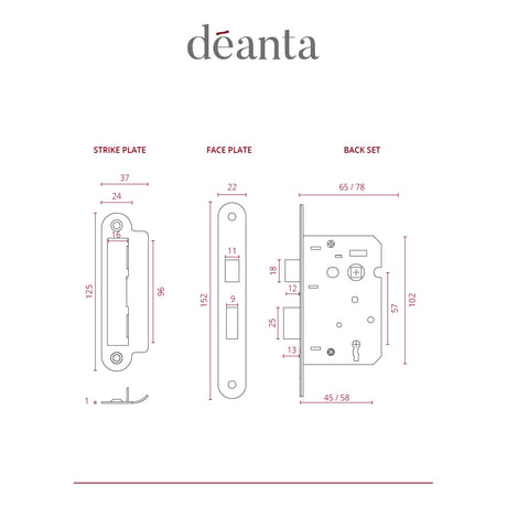 Deanta 3 Lever Mortice Sash Lock Satin Nickel