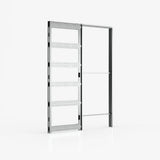 Deanta Single Pocket Door Kit + Handle & Pocket Doorjamb 100mm Oak Frame + Satin Chrome Finish Hardware