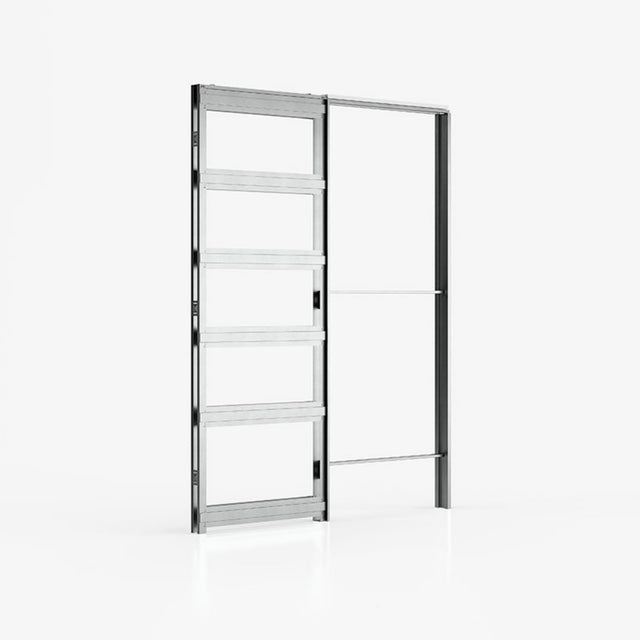 Deanta Single Pocket Door Kit + Handle & Pocket Doorjamb 100mm Oak Frame + Satin Chrome Finish Hardware