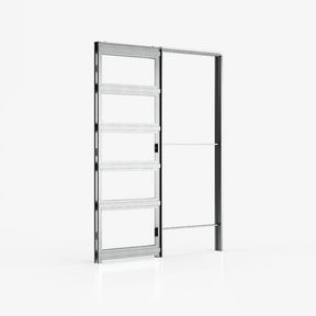 Deanta Single Pocket Door Kit + Handle & Pocket Doorjamb 125mm Oak Frame + Black Finish Hardware