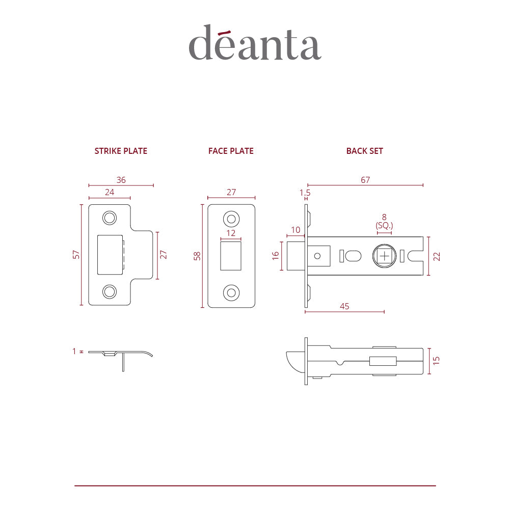 Deanta Tubular Latch Satin Nickel