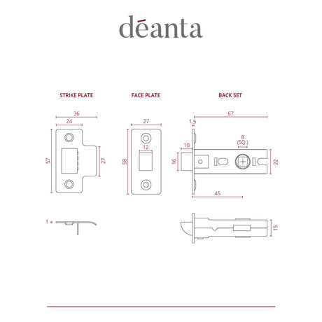 Deanta Tubular Latch Satin Nickel