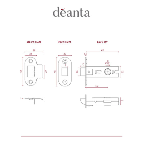 Deanta Tubular Latch Satin Nickel